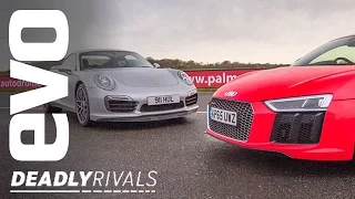 New Audi R8 V10 Plus vs Porsche 911 Turbo S | evo DEADLY RIVALS
