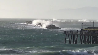 Redondo Beach Pier:  Storm Surf Crashing Against Huge Rocks, w/ Surfers—Schweeet !!! 🌎 🚀🚀🚀🚀🚀🚀🚀🚀🚀🚀🚀🚀