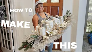 How to Make a White Christmas Centerpiece; Tablescape
