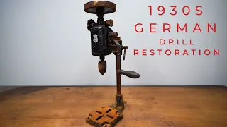 1930s awesome hand crank 2 speed Pillar drill restoration