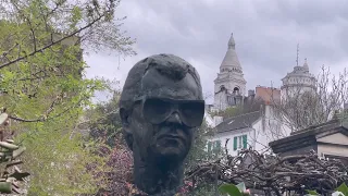 Michou's tomb his new stele, his statue, 2021 in Montmartre, Paris