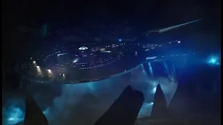 USS Discovery jumps into a cave