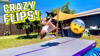 INSANE FLIPS WITH FRIENDS! *BACKYARD SPRING FLOOR*