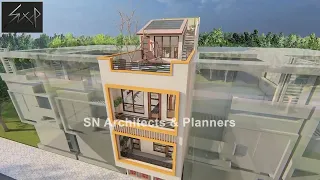 15X40 Feet Split Level House Design with Interior Terrace Garden & Swimming Pool at Roof top