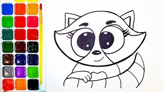 We draw, paint Drawing lessons for children. Easy drawing. How to draw a raccoon.Малювання