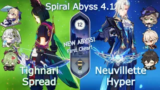 NEW Spiral Abyss 4.1! C0 Tighnari Spread x C0 Neuvillette Hyper | Floor 12 9 Stars | Genshin Impact