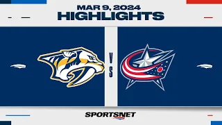 NHL Highlights | Predators vs. Blue Jackets - March 9, 2024