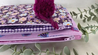 Lined zipper pouch. How to use a zipper tab to insert zips perfectly every time.