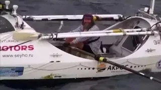 Fedor Konyukhov. In rowing across the Pacific Ocean. Finish