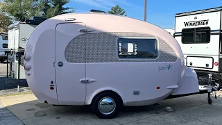 THEY MADE A PINK ONE!? 2024 nuCamp Barefoot Tear Drop Trailer - One Piece Fiberglass Exterior!