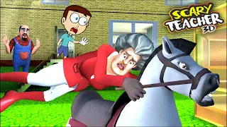Scary Teacher 3D : Miss T Rides a Horse | Shiva and Kanzo Gameplay