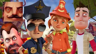 Hello Neighbor - My New Neighbor Mya Firefighter Aaron Cop Player Dark Diddle History Gameplay