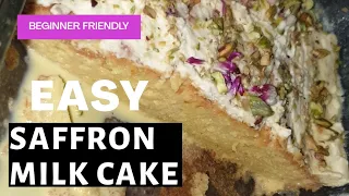 EASY SAFFRON MILK CAKE - POPULAR INSTAGRAM CAKE 🍰 BEGINNER FRIENDLY