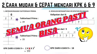 2 Cara cepat dan mudah menentukan kpk dari 6 dan 9 kelas 4 sd