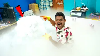 Dry Ice in Hot Water Experiment 🔥🔥 Dry Ice ని వేడి నీళ్లలో వేసాము....😲😲 Telugu Experiments