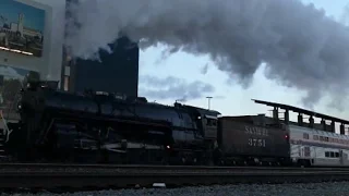 Santa Fe 3751 Steam Engine Departs Fullerton Railroad Days 2017!