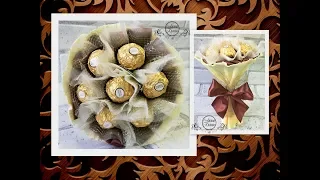 DIY🌷МИНИ БУКЕТ ИЗ КОНФЕТ Ferrero Rocher🌷Самый простой способ сборки букета из конфет🌷Анна Кохан