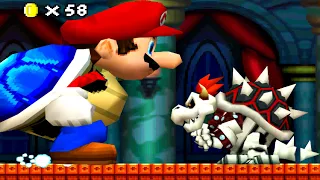 All Bosses with Giant Blue Shell Mario - New Super Mario Bros DS [4k 60fps].