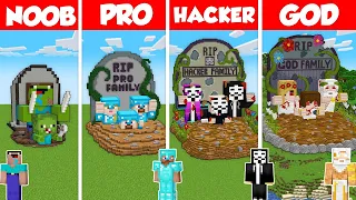 FAMILY GRAVE STATUE BUILD CHALLENGE - Minecraft Battle: NOOB vs PRO vs HACKER vs GOD / Animation