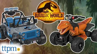 POWER WHEELS JURASSIC WORLD Dino Damage Jeep Wrangler & Dino Racer Ride-Ons from Fisher-Price Review