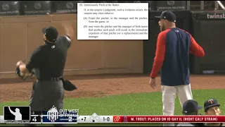 Ejections 044-45 - Umpire Jim Reynolds Ejects Tyler Duffey For Throwing at Yermin Mercedes in MIN