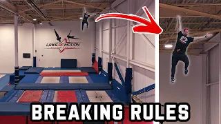 BREAKING ALL TRAMPOLINE PARK RULES!! (With Fails)