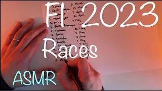 ASMR F1 2023 Races and Circuits Writing Video