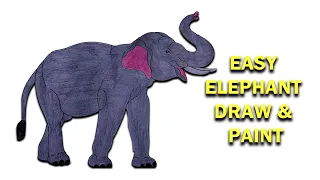 Easy Elephant Drawing and coloring | Show You How to Paint A Elephant Step by Step