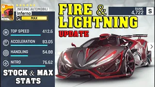 Asphalt 9 - Fire & Lightning Update Cars (Stats Stock & MAX)