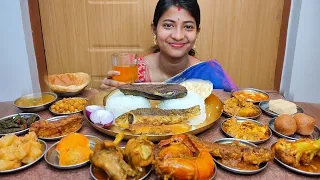 Massive Indian Food Eating   Mutton Fat Curry, Chicken Curry, Chingri Curry, Fish Curry, Egg Fry