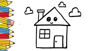 How to draw a house ll easy house drawing ll cute house drawing