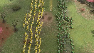 Age of Empires IV: Japanese Samurai vs HRE Melee Units