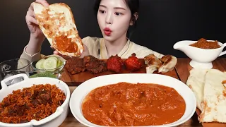 SUB)Indian Curry Mukbang! Chicken makhani, Butter Naan, Fried Dumpling, Lamb Fried Rice Asmr