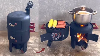 Excellent multi-function wood stove _ Creative ideas from old gas cylinders