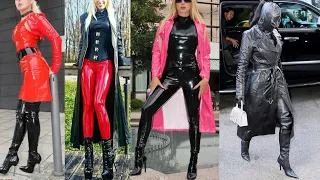 latex leather fabulous shiny long power dresses for women& girl #latexoutfit #kimkardashian #fashion