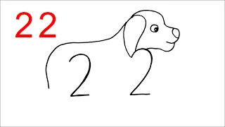 How to draw a Dog From Number 22 | Dog Drawing | Pleasant Drawing