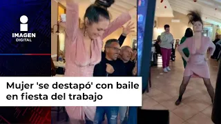 Mujer 'se destapó' con baile en fiesta del trabajo