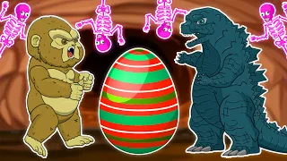 Smart Godzilla vs. Kong Bi Bon Monkey takes Eggs Little Skeletons - Mechagodzilla Animation Cartoon!