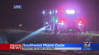 Large Grass Fire Still Burning In SW Miami-Dade