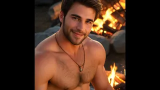 Handsome boys at a campfire [4K AI Art Lookbook]