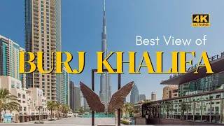 The Best view of Burj Khalifa | Downtown Dubai Walking Tour 4K