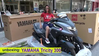 unboxing YAMAHA Tricity 300 (3 wheels scooter 2020)