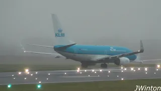 KLM Boeing 737 backtrack and takeoff at Newcastle Airport