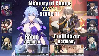 E0 Robin Sampo & E1 Trailblazer Welt | Memory of Chaos 11 | 2.2/2.1 | 3 Stars | Honkai: Star Rail