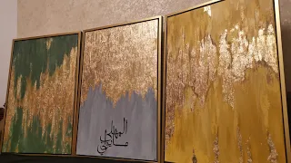 Highly textured gold leaf water fall art by Arte brigade|goldleaf painting|DIY PAINTING|commisioned