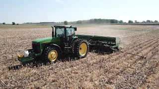 John Deere 8300 Planting Soybeans with a Drill