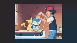 Ash and Pikachu gives Piplup a bath: [Pokemon Diamond and Pearl]