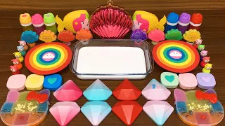 RAINBOW SLIME!  Mixing random into GLOSSY SLIME! Relaxing Slime Video #148