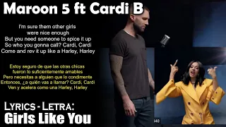 Maroon 5 - Girls Like You ft Cardi B (Lyrics English-Spanish) (Inglés-Español)