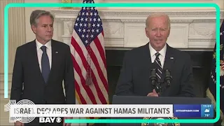 Biden decries the 'unconscionable' Hamas attack and warns Israel's enemies not to exploit the crisis